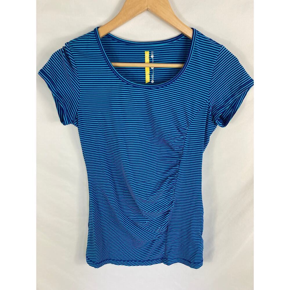 Lole Short Sleeve Ruched Side Stripe Activewear Tshirt Size Medium
